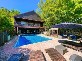 The private pool is about three feet deep at the shallow end, with large steps leading in. The pool 